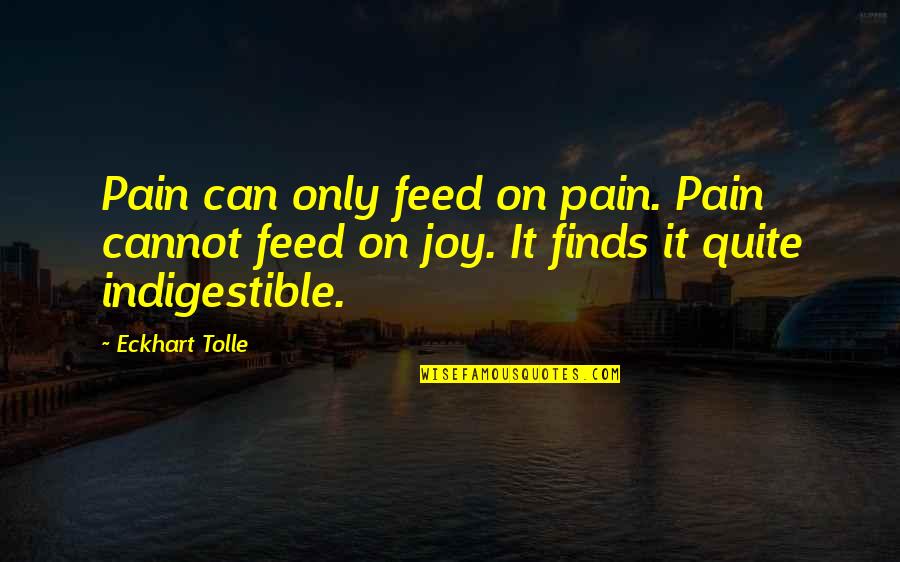 Haviar Quotes By Eckhart Tolle: Pain can only feed on pain. Pain cannot