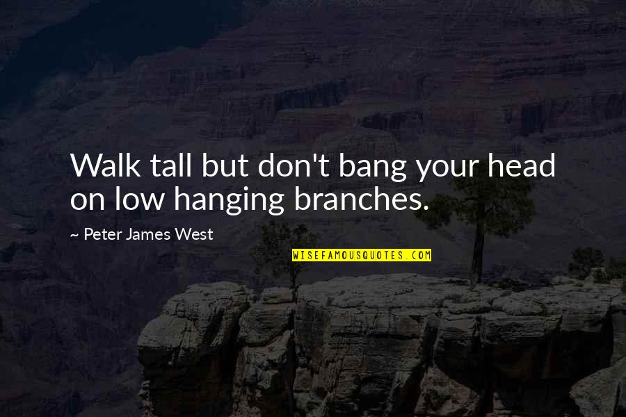 Head Bang Quotes By Peter James West: Walk tall but don't bang your head on