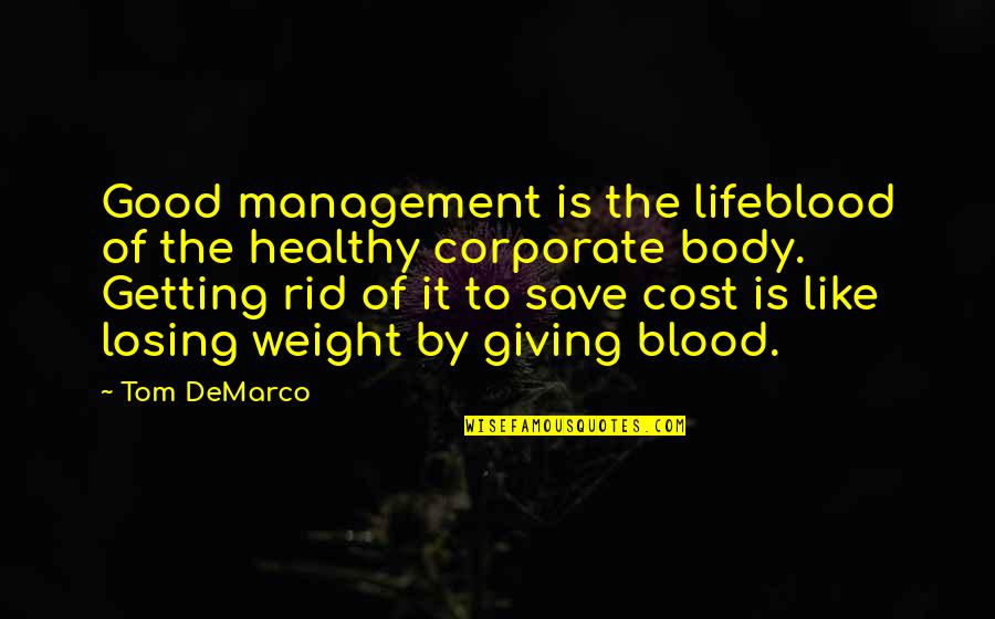 Healthy Weight Quotes By Tom DeMarco: Good management is the lifeblood of the healthy