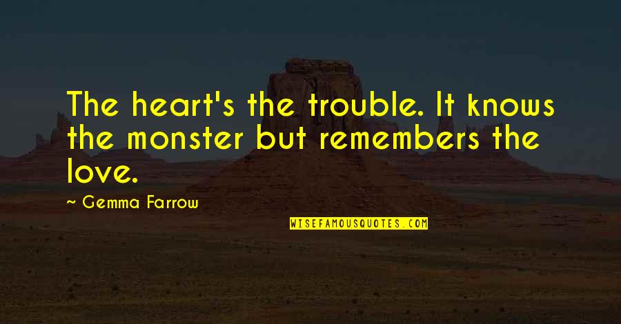 Heart Knows Quotes By Gemma Farrow: The heart's the trouble. It knows the monster