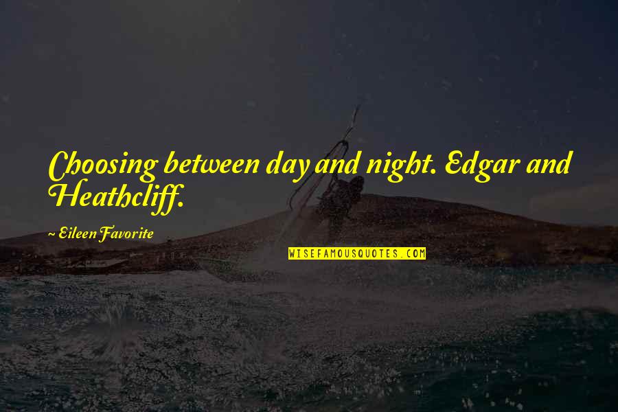 Heathcliff Vs Edgar Quotes By Eileen Favorite: Choosing between day and night. Edgar and Heathcliff.