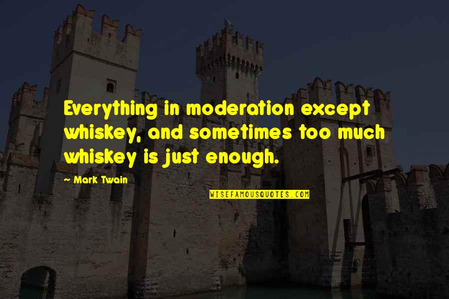 Heissenberger Quotes By Mark Twain: Everything in moderation except whiskey, and sometimes too