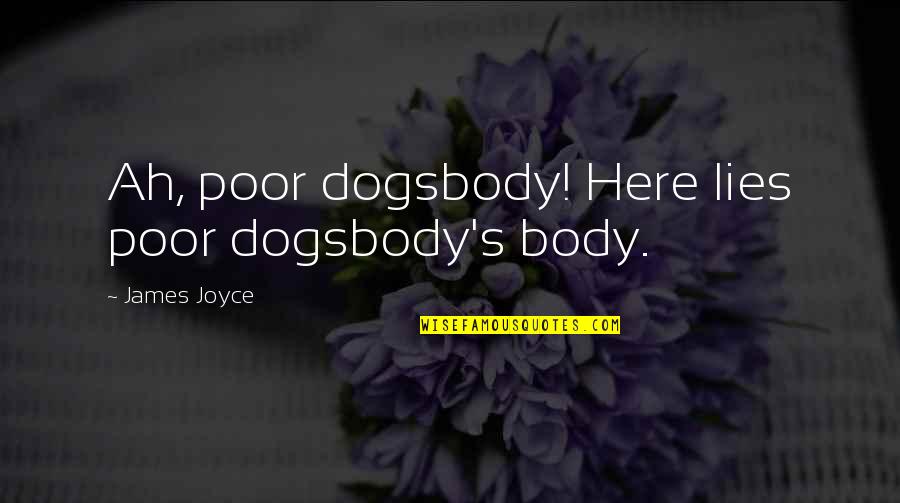 Here Lies Quotes By James Joyce: Ah, poor dogsbody! Here lies poor dogsbody's body.