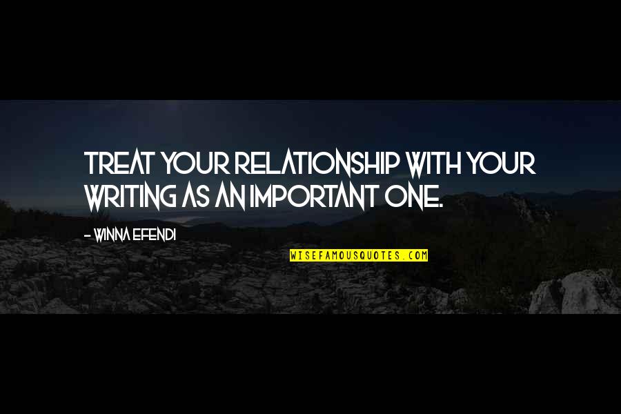 Hermy The Worm Quotes By Winna Efendi: Treat your relationship with your writing as an