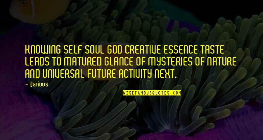 Heroins Quotes By Various: KNOWING SELF SOUL GOD CREATIVE ESSENCE TASTE LEADS