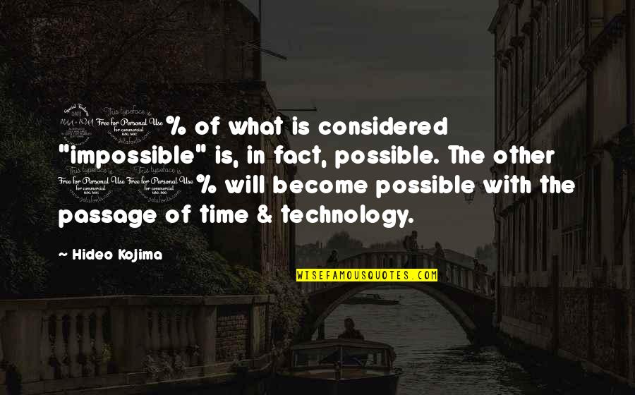 Hideo Kojima Quotes By Hideo Kojima: 90% of what is considered "impossible" is, in