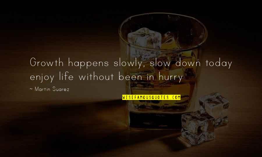 Hidr Geno Quotes By Martin Suarez: Growth happens slowly, slow down today enjoy life