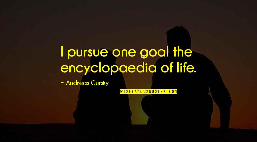 Hix Brothers Quotes By Andreas Gursky: I pursue one goal the encyclopaedia of life.
