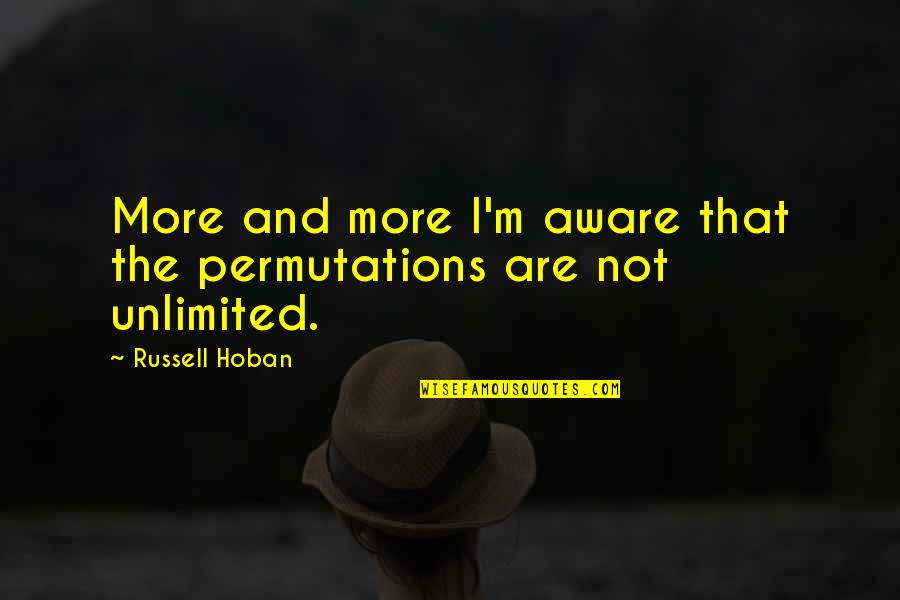 Hoban Quotes By Russell Hoban: More and more I'm aware that the permutations