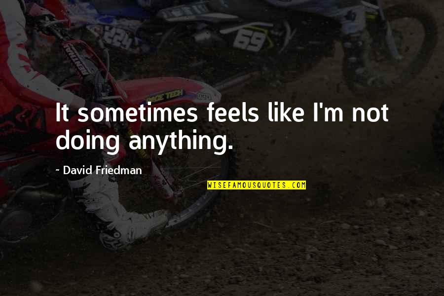 Homefield Quotes By David Friedman: It sometimes feels like I'm not doing anything.