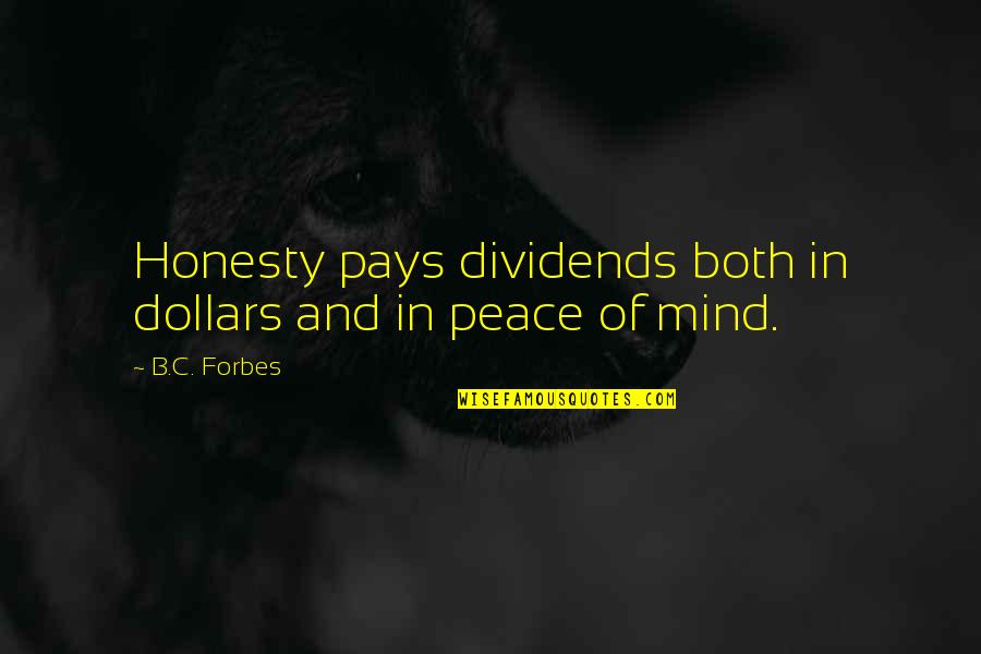 Honesty And Quotes By B.C. Forbes: Honesty pays dividends both in dollars and in