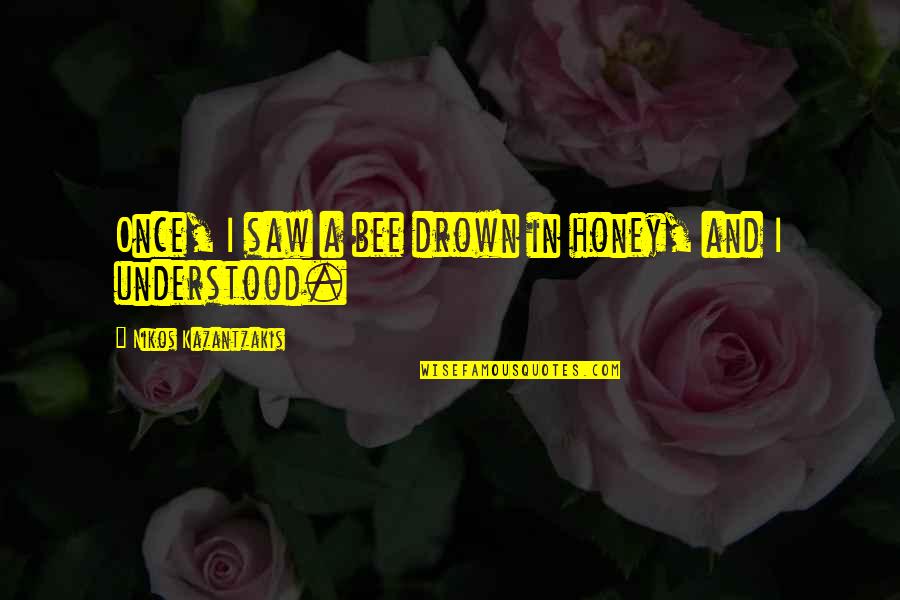 Honey Bee Quotes By Nikos Kazantzakis: Once, I saw a bee drown in honey,