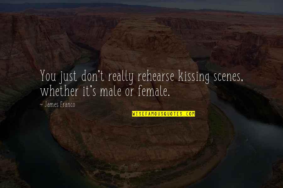 Honeymoon Trip Quotes By James Franco: You just don't really rehearse kissing scenes, whether