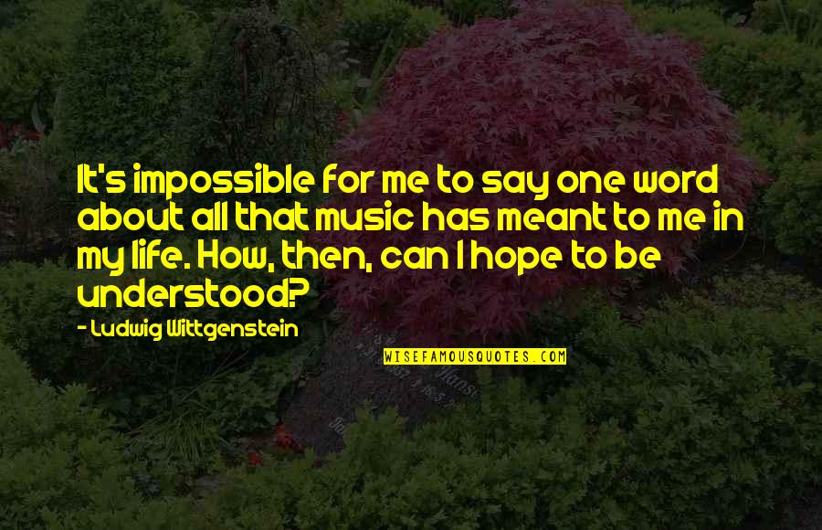 Hope For All Quotes By Ludwig Wittgenstein: It's impossible for me to say one word