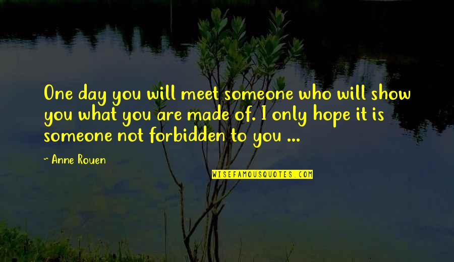 Hope We Meet Soon Quotes By Anne Rouen: One day you will meet someone who will