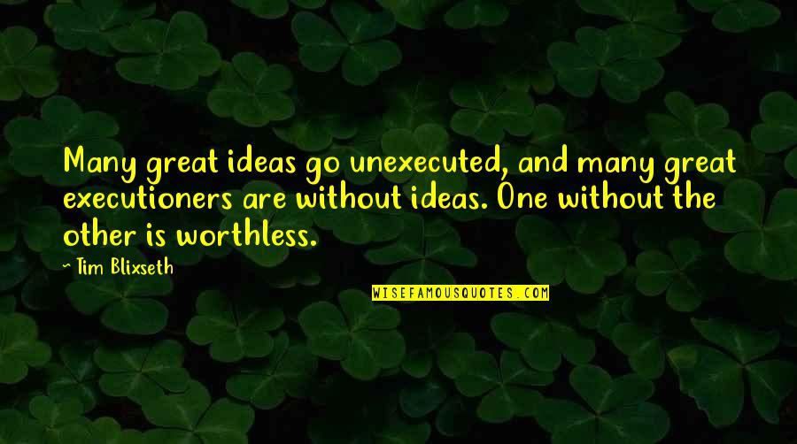 Hotel And Restaurant Management Quotes By Tim Blixseth: Many great ideas go unexecuted, and many great