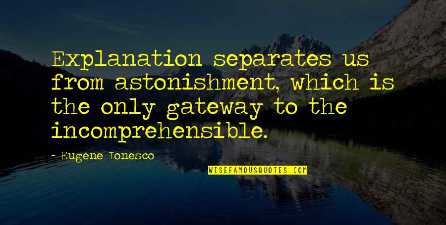 How Beautiful Your Friend Is Quotes By Eugene Ionesco: Explanation separates us from astonishment, which is the