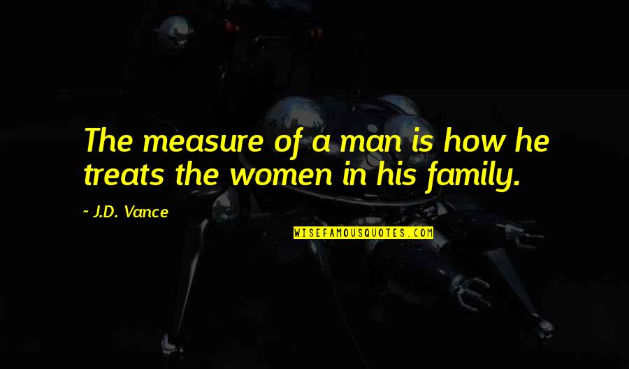 How Man Treats Quotes By J.D. Vance: The measure of a man is how he