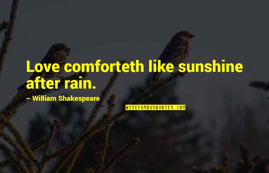 Howitts Lane Quotes By William Shakespeare: Love comforteth like sunshine after rain.