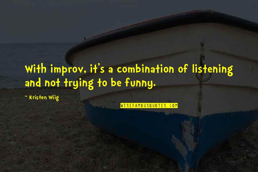 Hubner Manufacturing Quotes By Kristen Wiig: With improv, it's a combination of listening and