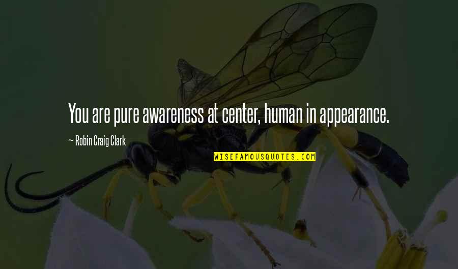 Human Help Human Quotes By Robin Craig Clark: You are pure awareness at center, human in