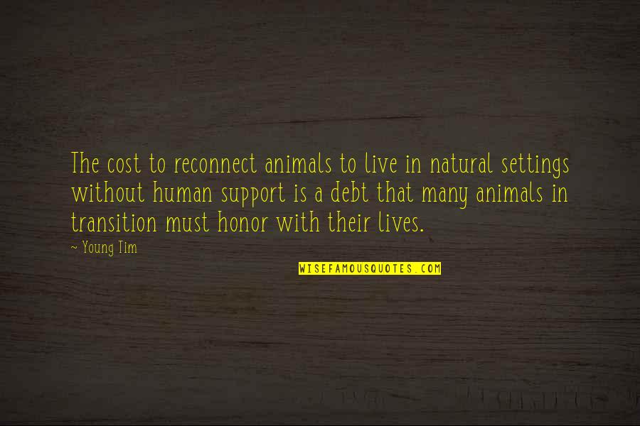 Human Young Quotes By Young Tim: The cost to reconnect animals to live in