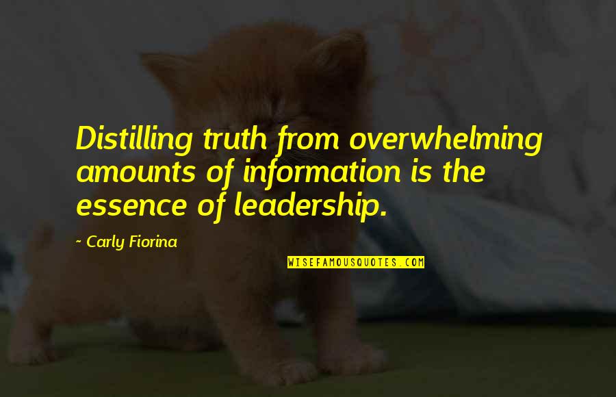 Humble In Victory Quotes By Carly Fiorina: Distilling truth from overwhelming amounts of information is