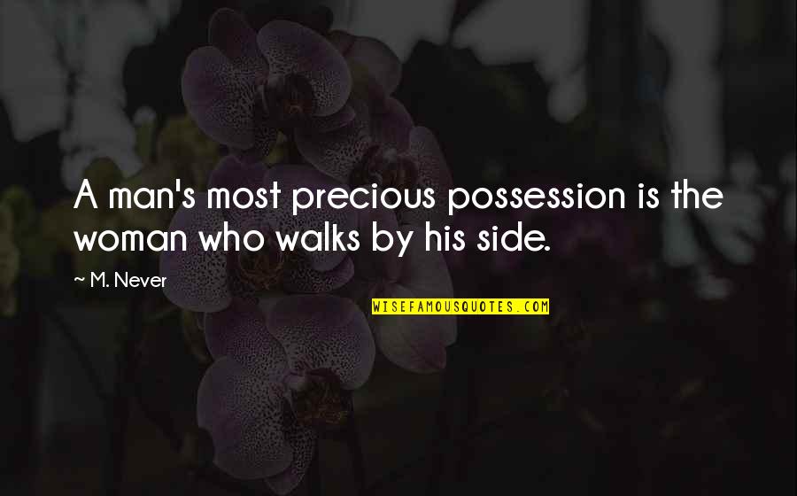 Humor Helps Us Cope Quotes By M. Never: A man's most precious possession is the woman