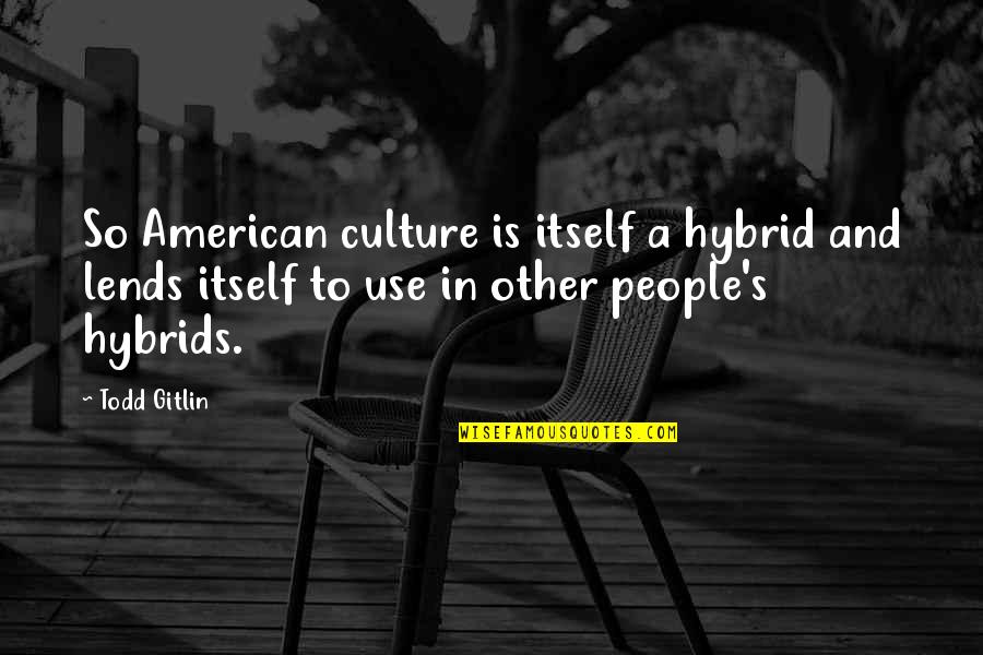 Hybrid Quotes By Todd Gitlin: So American culture is itself a hybrid and