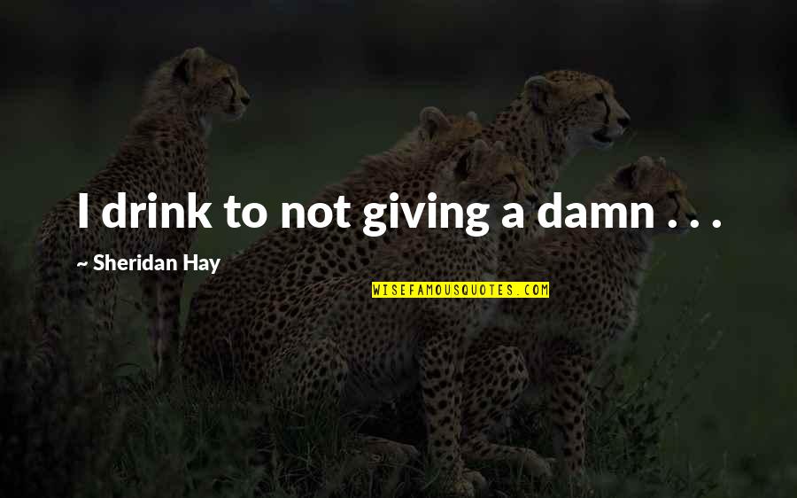 Hztale Quotes By Sheridan Hay: I drink to not giving a damn .