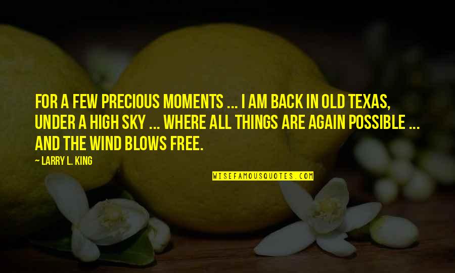 I Am Back Quotes By Larry L. King: For a few precious moments ... I am