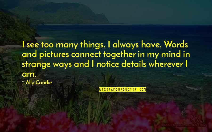 I Am Many Things Quotes By Ally Condie: I see too many things. I always have.