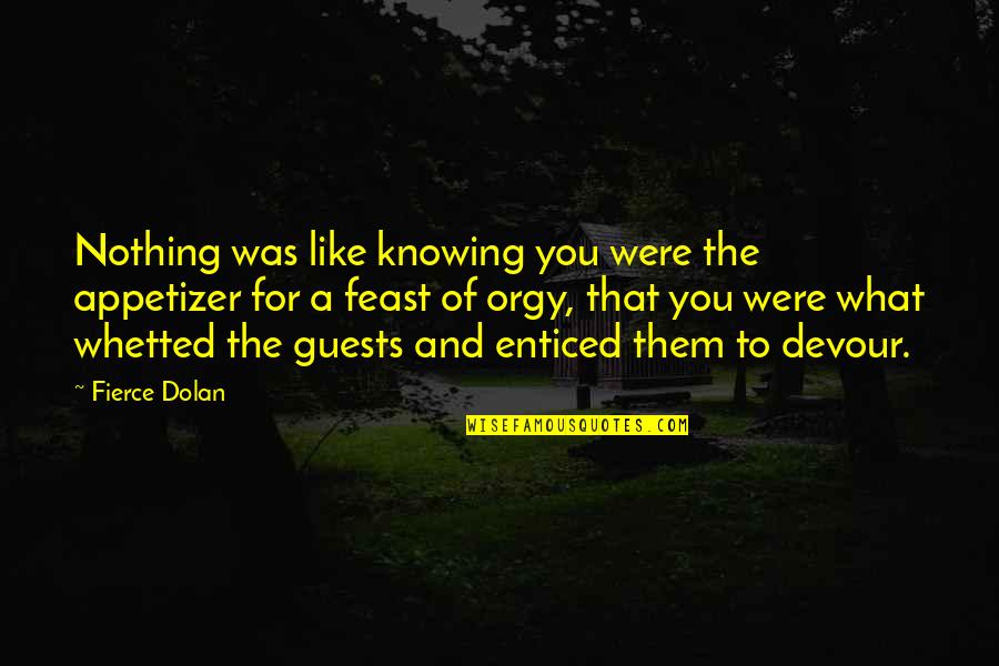 I Am Nothing Like You Quotes By Fierce Dolan: Nothing was like knowing you were the appetizer