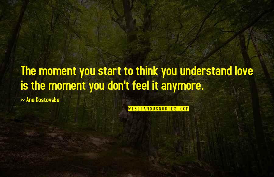 I Don't Feel The Love Anymore Quotes By Ana Kostovska: The moment you start to think you understand