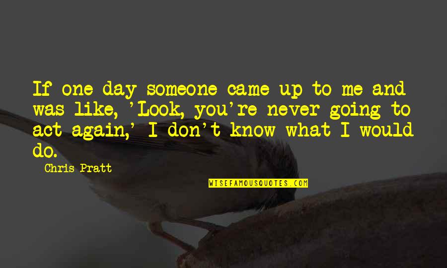 I Don't Know If You Like Me Quotes By Chris Pratt: If one day someone came up to me