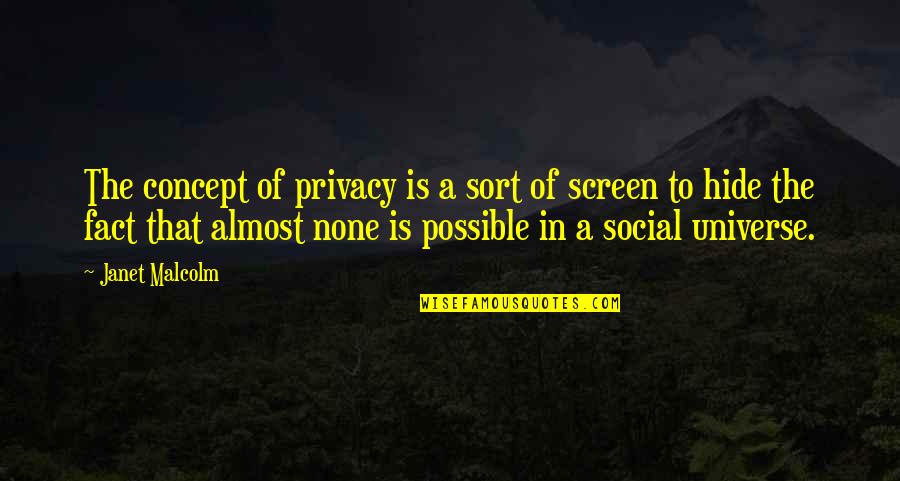 I Don't Know What I Do Wrong Quotes By Janet Malcolm: The concept of privacy is a sort of