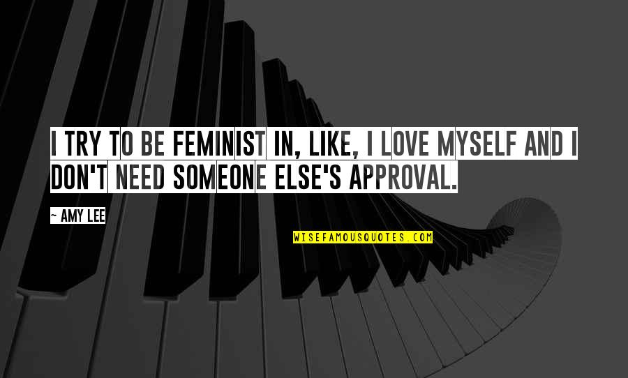 I Don't Love You No More Quotes By Amy Lee: I try to be feminist in, like, I