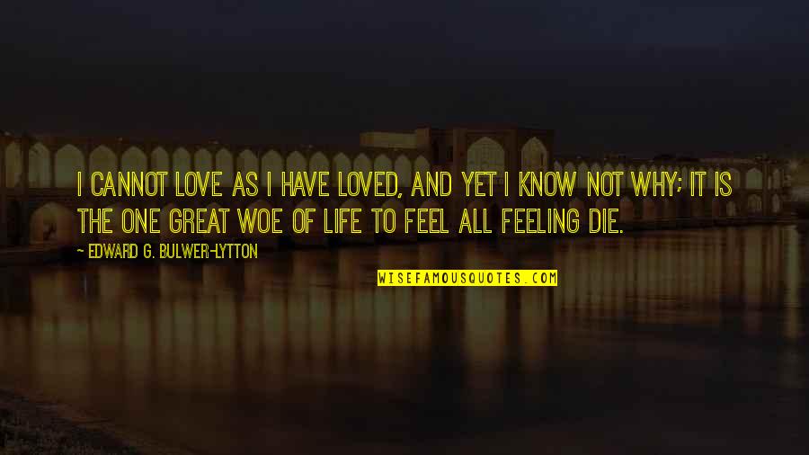 I Feel Loved Quotes By Edward G. Bulwer-Lytton: I cannot love as I have loved, And