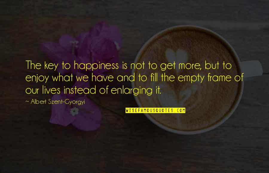 I Get To Instead Of I Have To Quotes By Albert Szent-Gyorgyi: The key to happiness is not to get