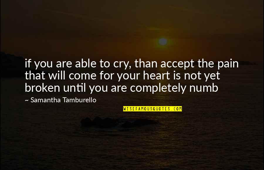 I Hate Working Sundays Quotes By Samantha Tamburello: if you are able to cry, than accept