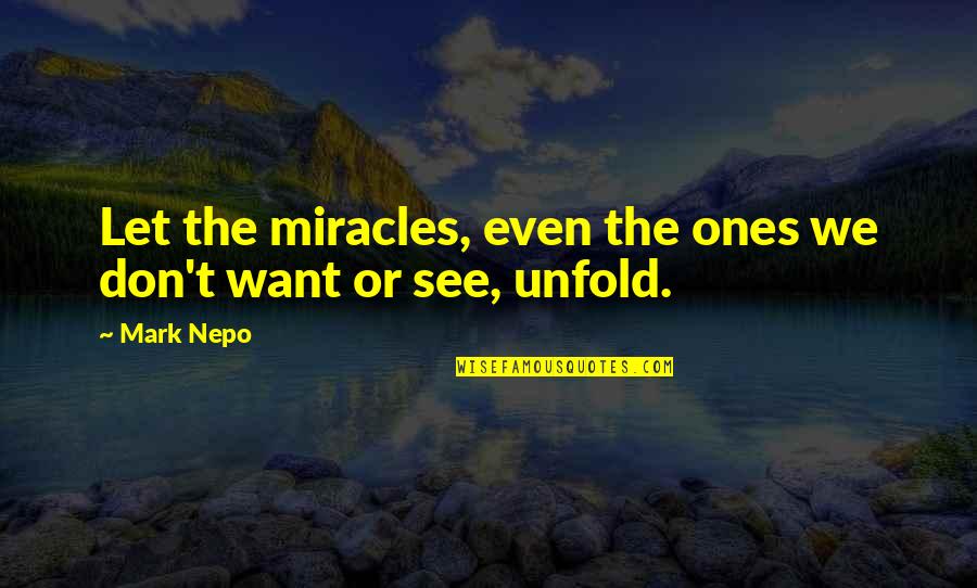 I Just Want To See You Quotes By Mark Nepo: Let the miracles, even the ones we don't