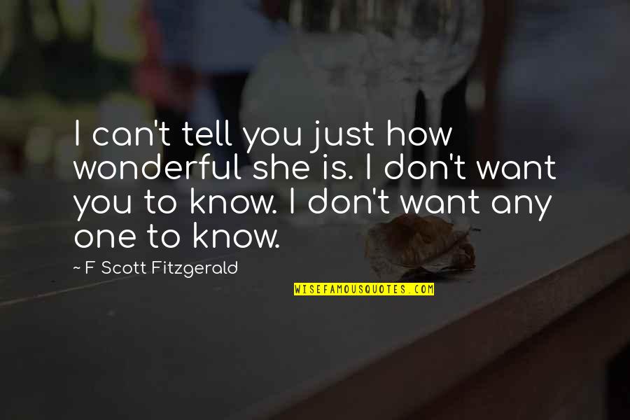 I Just Want You To Know Quotes By F Scott Fitzgerald: I can't tell you just how wonderful she