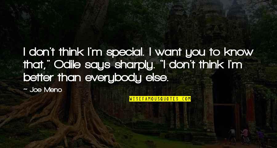 I Know I'm Better Than That Quotes By Joe Meno: I don't think I'm special. I want you