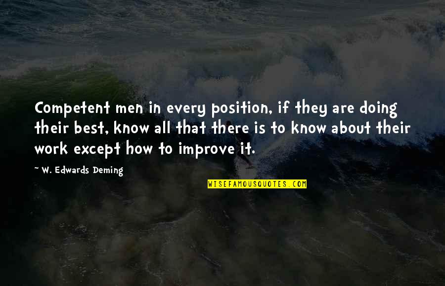 I Know My Position Quotes By W. Edwards Deming: Competent men in every position, if they are