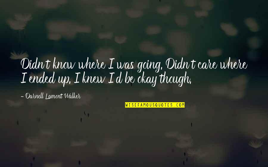 I Know You Didn't Care Quotes By Darnell Lamont Walker: Didn't know where I was going. Didn't care