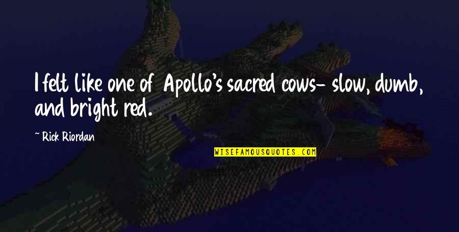 I Like Red Quotes By Rick Riordan: I felt like one of Apollo's sacred cows-