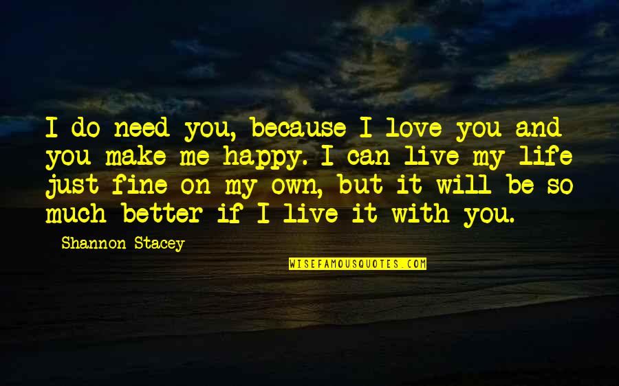 I Live My Life Quotes By Shannon Stacey: I do need you, because I love you