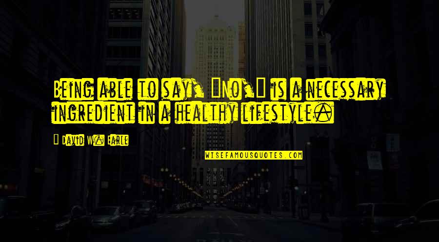 I Love My Lifestyle Quotes By David W. Earle: Being able to say, "No," is a necessary