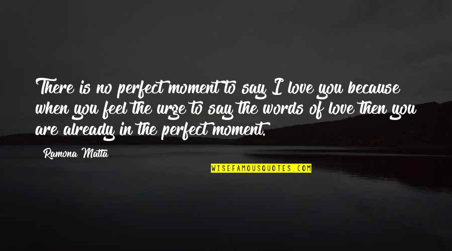 I Love You You're Perfect Quotes By Ramona Matta: There is no perfect moment to say I