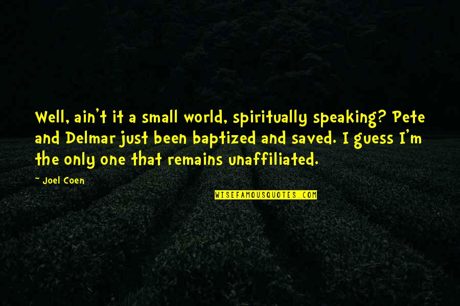 I M Only One Quotes By Joel Coen: Well, ain't it a small world, spiritually speaking?